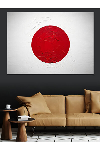Artmeg Pânză decorativă cu design minimalist cu steagul Japoniei - Pictură pe...