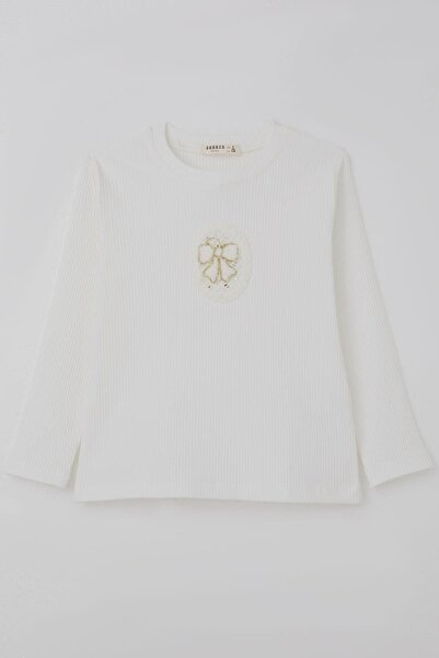 Breeze Devojčička majica dugih rukava vintage Čipka sa apliciranim mašnom, uz...