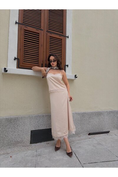 minaaise Čipka Detaljna satenska kamena dugačka ženska suknja 31016