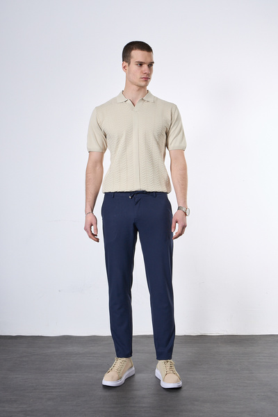 Mesfeno Regular Fit Elastic Waist Fabric Trousers