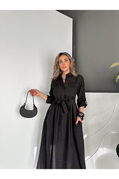 MAGARDE Μπροντερί Με λεπτομέρεια τσέπης Φόρεμα - ΜΑΥΡΟ