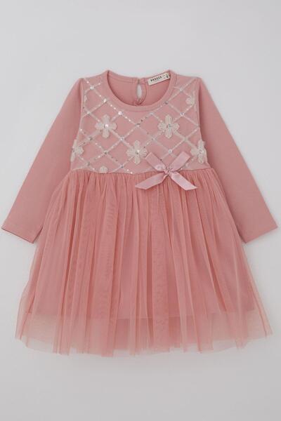 Breeze Devojčica haljina dugih rukava sa šljokicama i Til komada cvetnih doda...