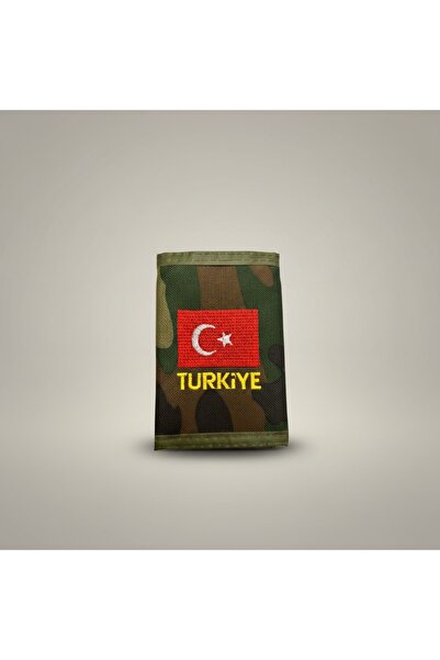 EYCH Türkiye ve Bayrak Nakışlı Askeri Cüzdan - Cırtlı Taktik Model Siyah
