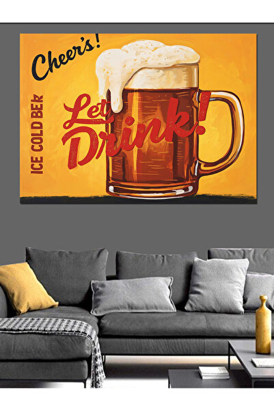 Artmeg Pahar de bere cu spumă, panou decorativ retro din pânză - Tablou din l...