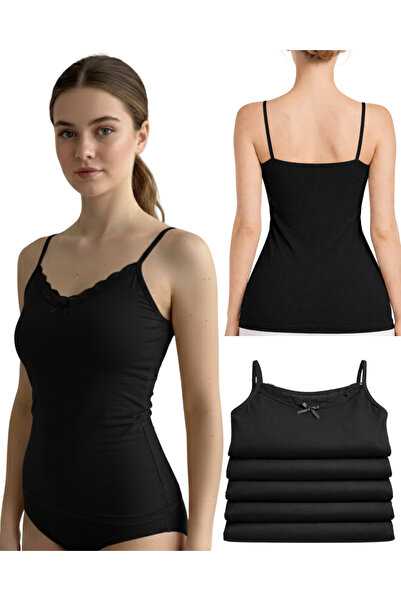 UN REAL 3-Piece Women's Cotton Piece Lace Piece Undershirt with Rope Straps E...