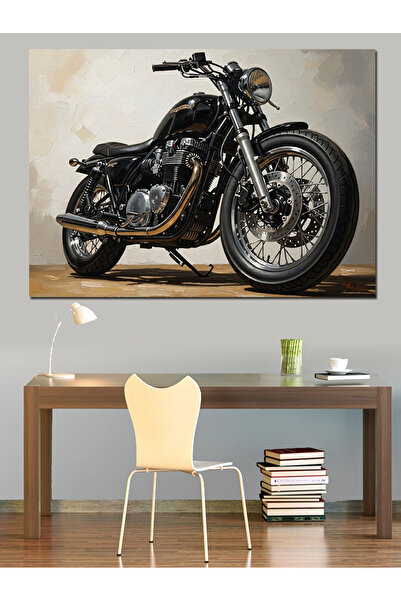 Artmeg Tablou decorativ din pânză neagră clasică cu motociclete - Tablou din ...
