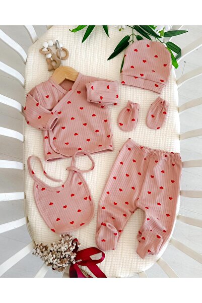 yukobaby bebeğiniz için en doğalı Bebek %100 Pamuk Gülkurusu Kalpli 5'li Yeni...