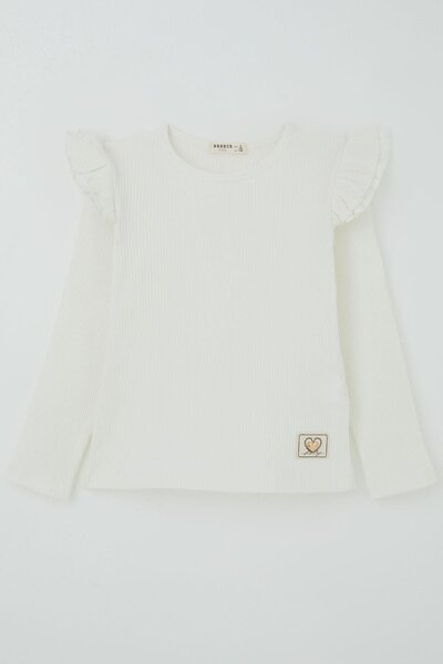 Breeze Devojčica majica dugih rukava sa vezom u obliku srca i naboranim ramen...