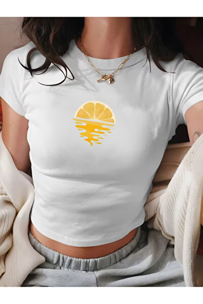 COMANCHERO Women's Lemon Sun Printed Cropped T-Shirt