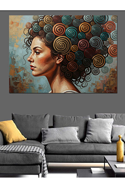 Artmeg Pânză decorativă cu portret modern de femeie, cu textură colorată - Ta...