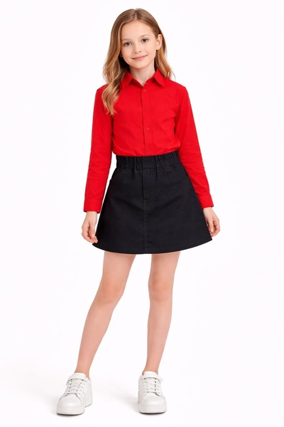 Nacar Kız Çocuk Gömlek ve Etek Kombini 23 Nisan 29 Ekim Gösteri Kıyafeti