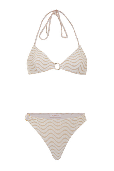 AQUELLA Gold Striped accessory ecru triangle bikini