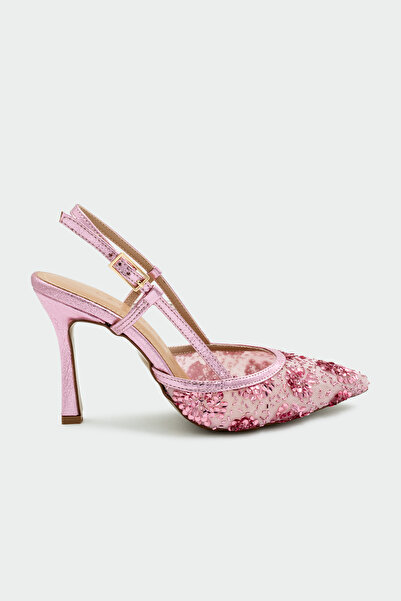 LAMİNTA أحذية نسائية ذات كعب وردي بتفاصيل مفصلة للبيع بالجملة
