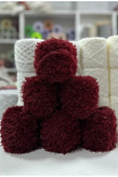 göçer Ață de tricotat din păr de iepure moale, culoare burgundy, plasă 600Gr