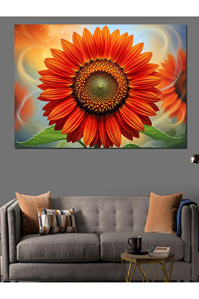 Artmeg Pânză decorativă cu floarea-soarelui portocalie mare în plan apropiat ...