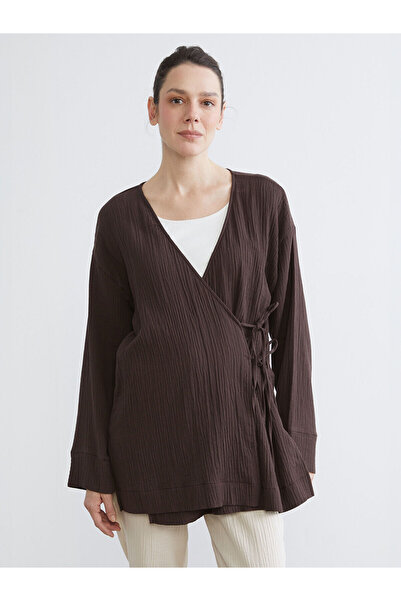 LC Waikiki Özmarka Noul sezon decolteu petrecut în V texturat Kimono de musel...