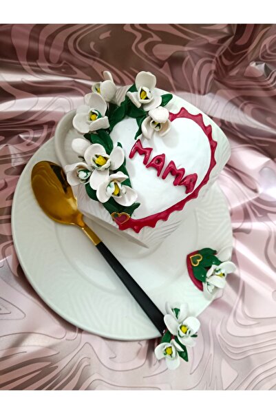 Handmade by Ella Mug decorated with polymer clay MAMA