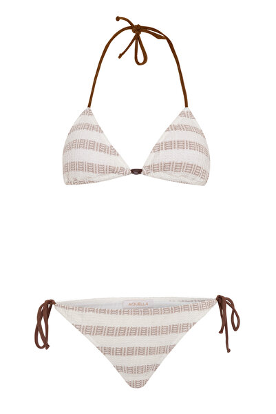 AQUELLA Patterned Knitwear Triangle Bikini Set