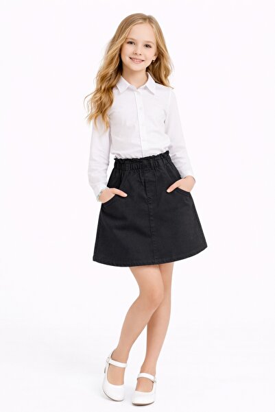 Nacar Kız Çocuk Gömlek ve Bel Detaylı Etek Kombini 23 Nisan 29 Ekim Gösteri K...