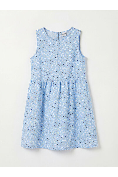 LC Waikiki Φόρεμα για κορίτσια με λουλουδάτο σχέδιο και λαιμόκοψη ποδηλάτου α...