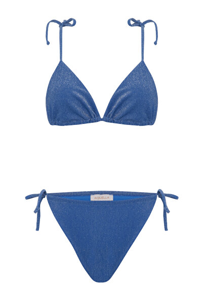 AQUELLA Lurex Cobalt blue triangle bikini set