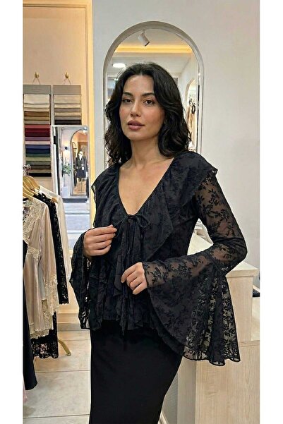 Olea Sheer Jacket with Front Tie-Up and Valon