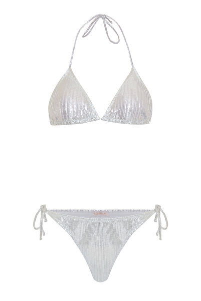 AQUELLA Krinkle grey melange triangle bikini