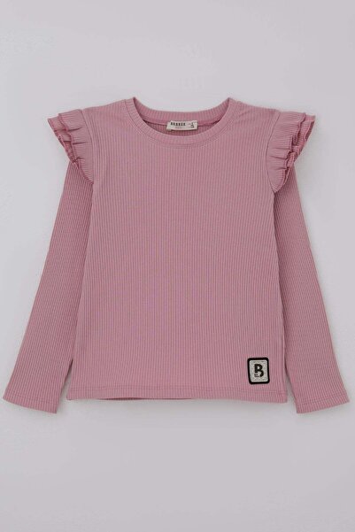 Breeze Devojčica majica dugih rukava sa vezom i naboranim ramenima, uzrast 5-...