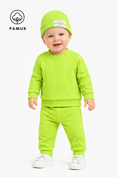 HK HOPKİDS Baby Boy Girl Ribbed Basic Seasonal Hat Bottom Top Set