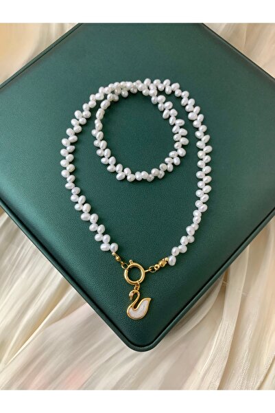 JOVİ ATELİER 50cm- Premium Doğal Başak Damla Kadın İnci Kolye - Altın Takılab...