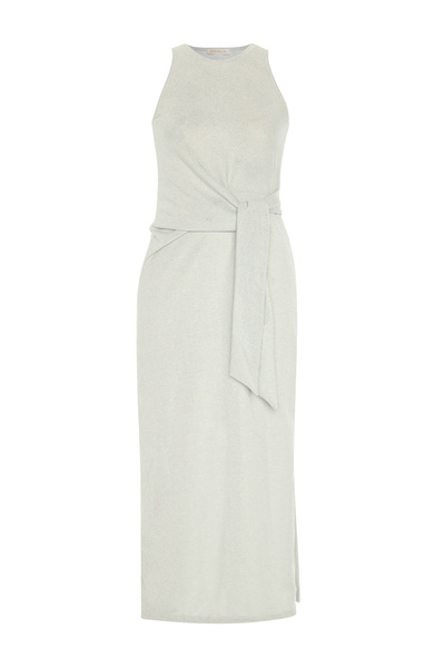 AQUELLA Lurex gray Side-Tie dress
