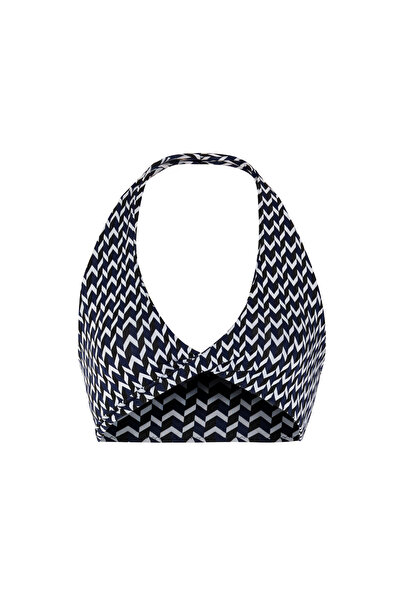 AQUELLA Patterned Black Single Top Cropped -Top