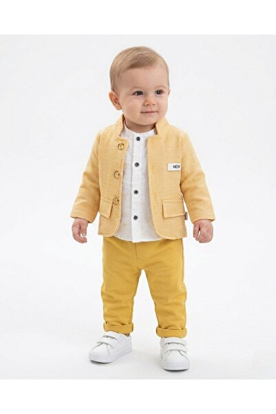 Egelite 3-Piece Muslin Stylish Yellow Set for Baby Boys, Size Options for 6-9...