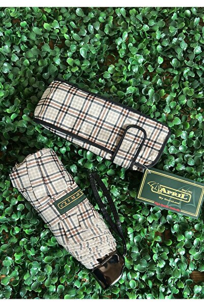 snotline 205L April Bej Ekose Katlanır Şemsiye –8 Çelik Telli, Su Geçirmez Ku...