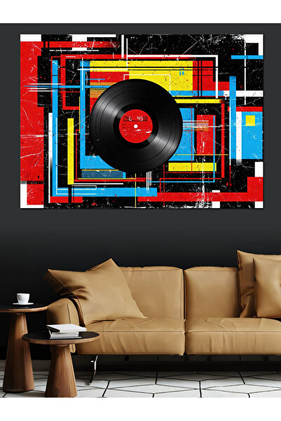 Artmeg Placă geometrică abstractă și pânză decorativă colorată - Tablou din l...