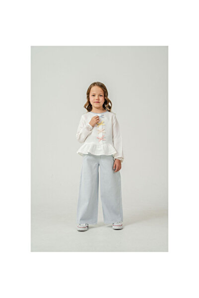 JABBER Girls' Muslin Shirt and Gabardine Pants Set