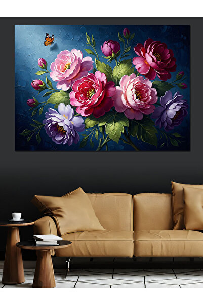 Artmeg Colorful Flower Bouquet in the Garden Decorative Canvas - Mdf Wooden T...