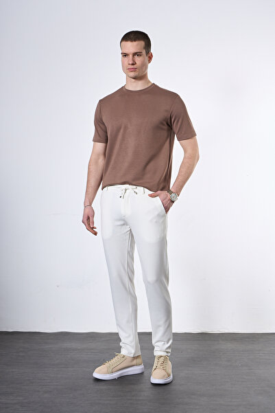 Mesfeno Regular Fit Elastic Waist Fabric Trousers