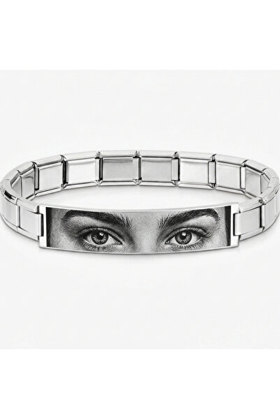 Takı Dükkanı Kişiye Özel Göz Resim Baskılı İtalyan Charm Plakalı Unisex Çelik...