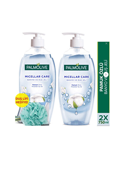 Palmolive Micellar Care Pamuk Özlü Banyo ve Duş Jeli 750 ml x 2 Adet + Duş Li...