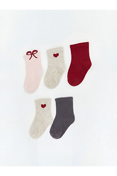 LC Waikiki جوارب RMZ GİYİM FARKIYA المطرزة للفتيات الصغيرات، عبوة من 5 قطع