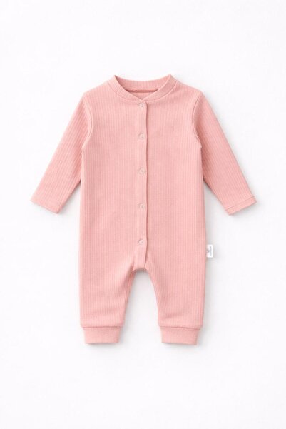 nevrankids Bebek Tulumu 0-9 Ay Fitilli Interlok Çıtçıtlı Yenidoğan Tulumu - Pembe