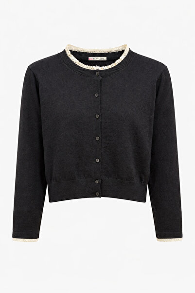 Mixray 7027 Ženska Čipka pakovanja Osnovni pletenih kardigana crne boje