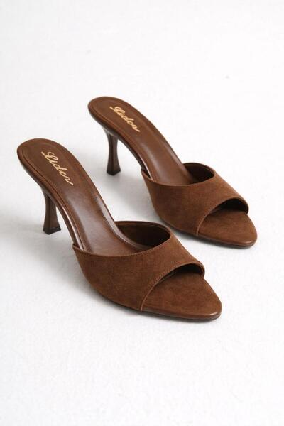 LDR Women's Brown Suede Pointed Toe Heels Slipper