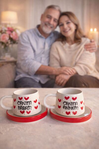 CEYU SERAMİK Canım Annem & Canım Babam 2’li Kahve Kupa Seti
