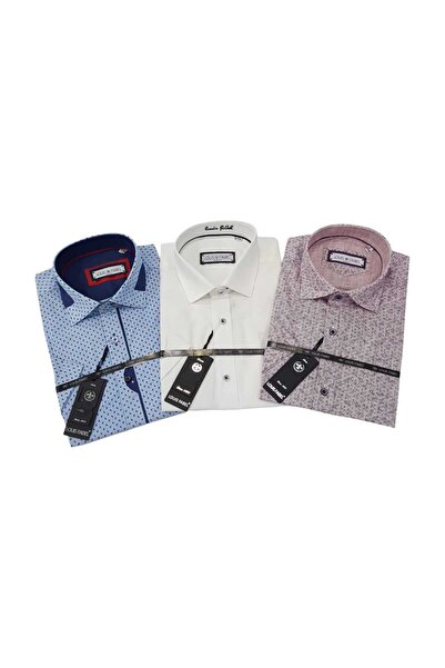 Louis Fabel 3-Piece Slim Fit Men's Short Sleeve Shirt Set – Size m