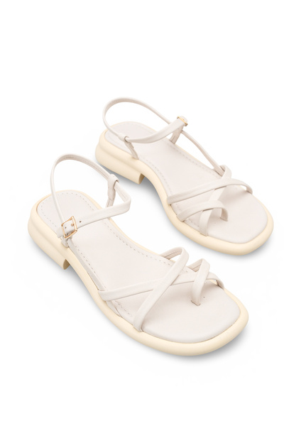 Solo Bag حذاء نسائي جلد أصلي بحزام متقاطع عند الكاحل، كاجوال أنيق ومريح، نعل ...