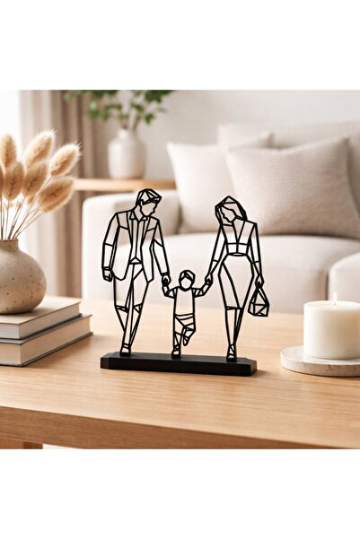 OEM Ειδώλιο αγαλματίδιο γονέων με παιδί, μαύρο