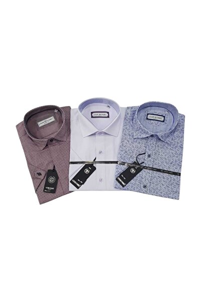 Louis Fabel 3-Piece Slim Fit Men's Short Sleeve Shirt Set – Size m