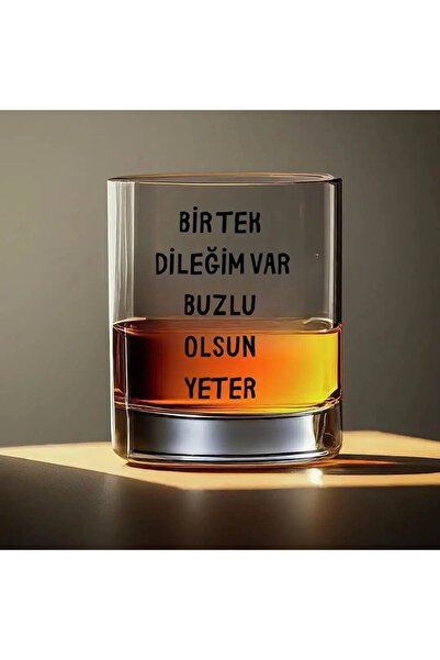 Çılgıntrend "All I Want Is for It to Be Icy Enough" Written Whiskey Glass